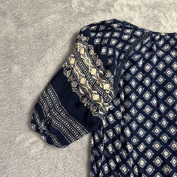 Apollo Artsy Flowy Boho Embroidered Womens Shirt Top Y2K Sz M Peasant Gypsy - Picture 12 of 14